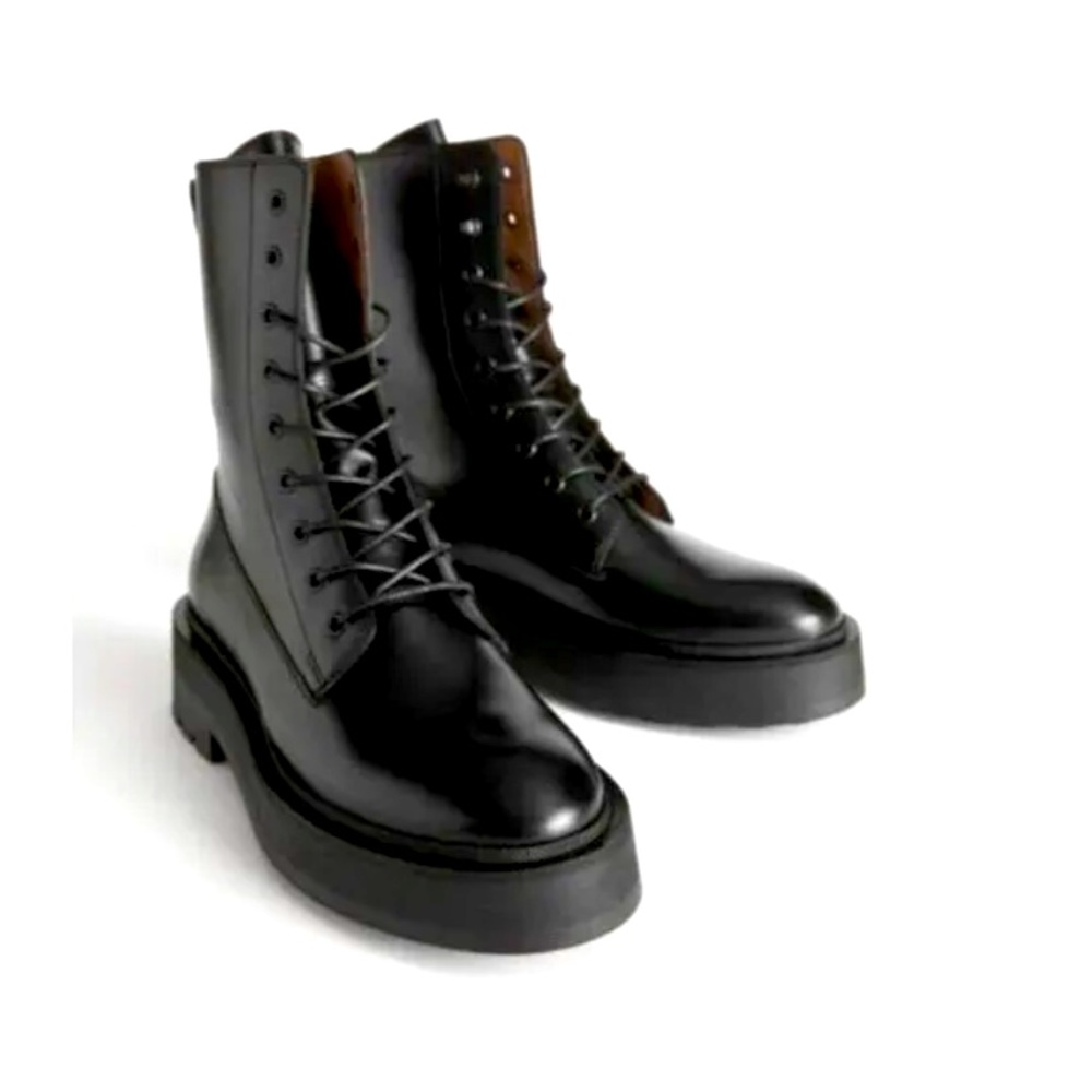 & Other Stories chunky leather platform black boots